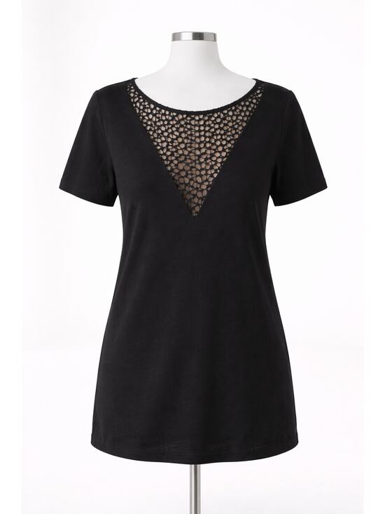 Madison & Berkeley Tops - Y2K Black Top Womens Sz 1X Crochet Details Normcore Staple Timeless Everyday